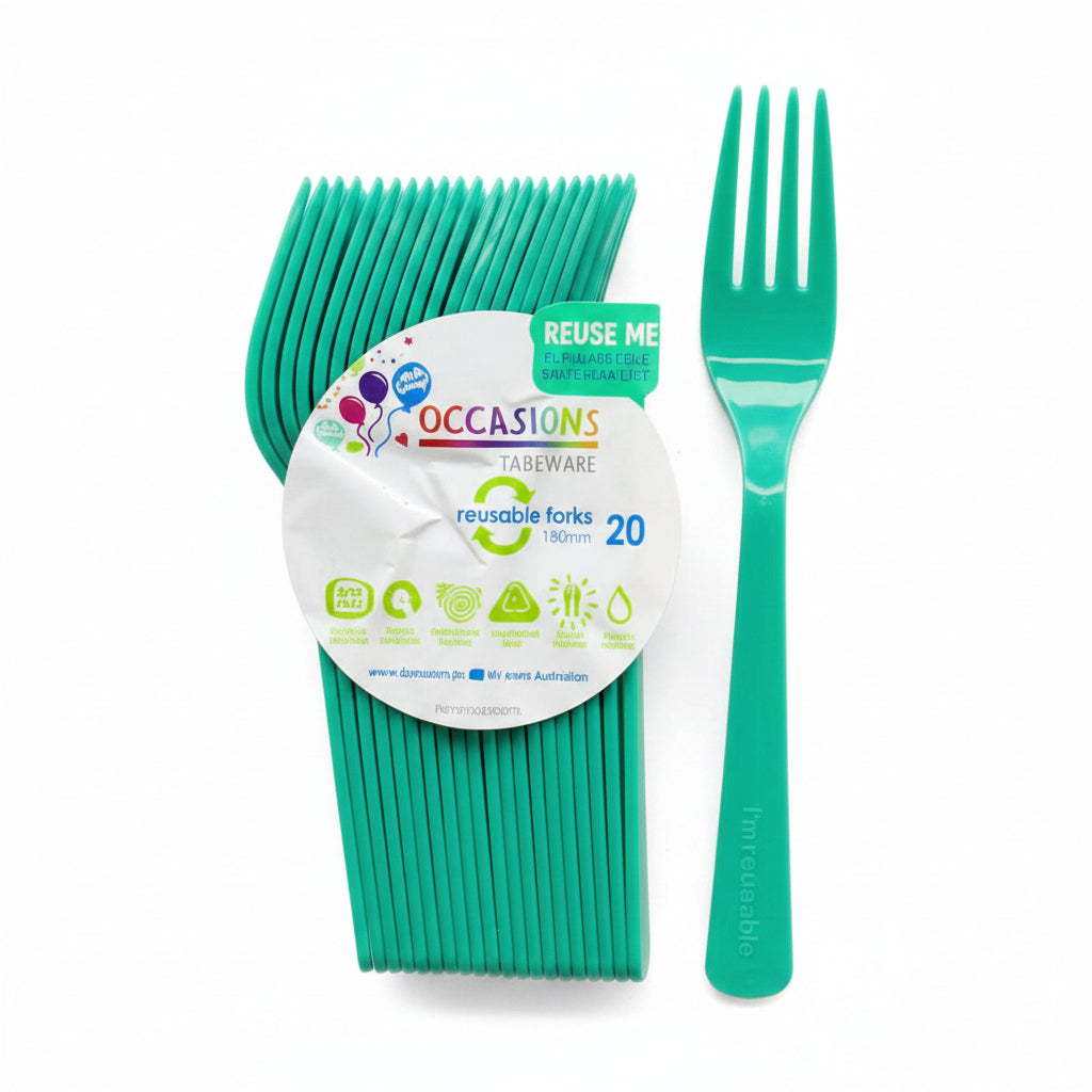 Green Plastic Forks 20pk