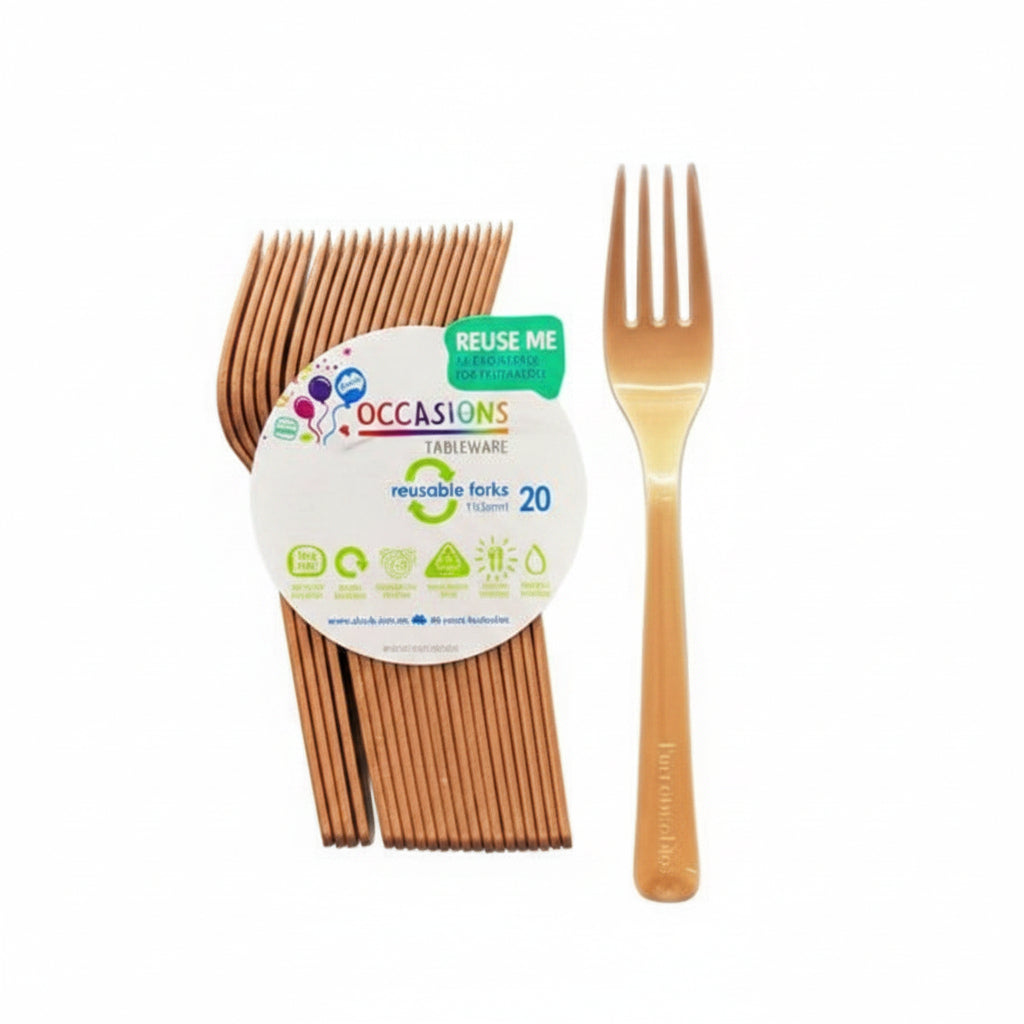 Rose Gold Plastic Forks 20pk