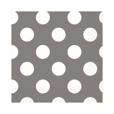 Silver Dots Beverage Napkins 25.4x25.4cm 16pk