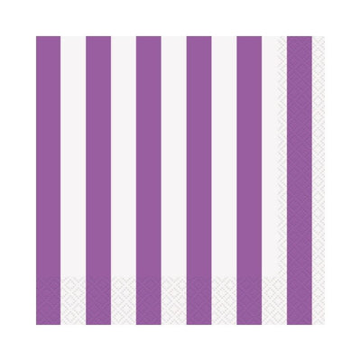 Pretty Purple Stripes Lunch Napkins 33x33cm 16pk