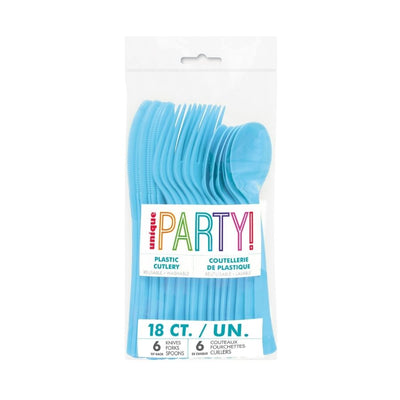 Powder Blue Assorted Reusable Plastic Cutlery 18pk