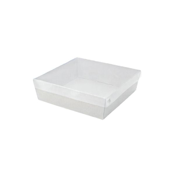 3pk Small Square White Grazing Box with Clear PET lid (180x180x80mm)