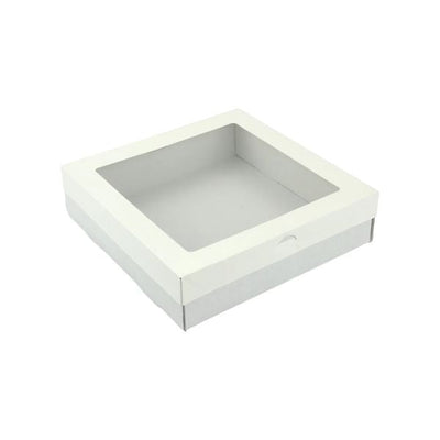 3pk Small Square White Grazing Box with Window Lid (180x180x80mm)