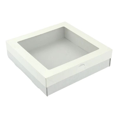 3pk Large Square White Grazing Box with Window  Lid (280x280x80mm)