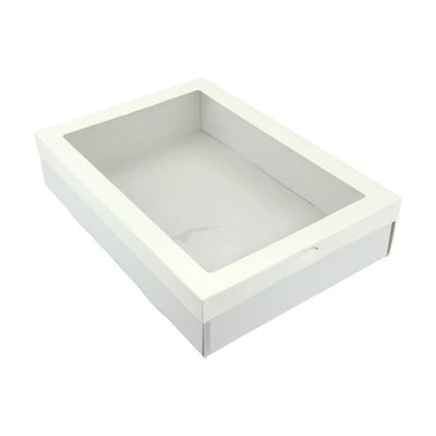 3pk Medium White Grazing Box with Window Lid (366x255x80mm)