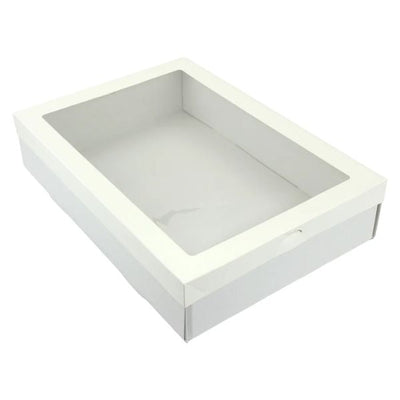 3pk Large White Grazing Box with Window Lid (560x255x80mm)