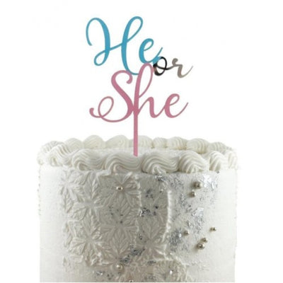 He or She Acrylic Cake Topper 2mm