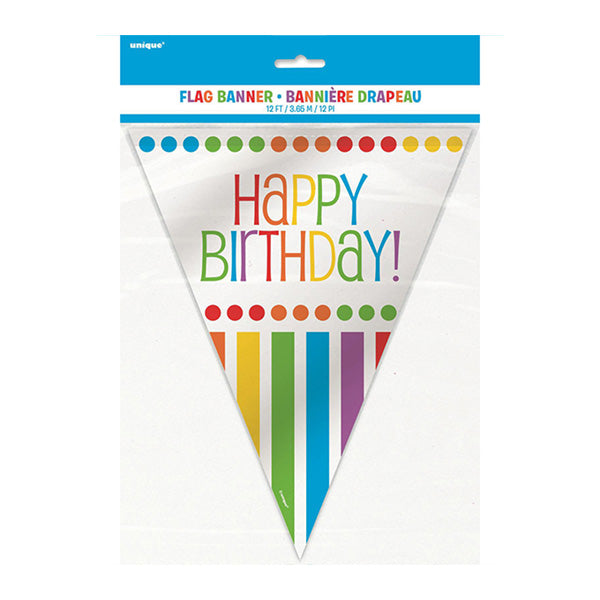 Rainbow Birthday Flag Banner 12ft