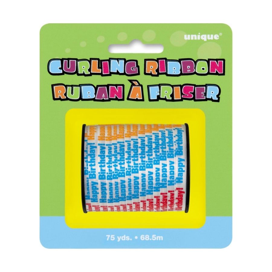 Happy Birthday Foil Curling Ribbon 68.5m
