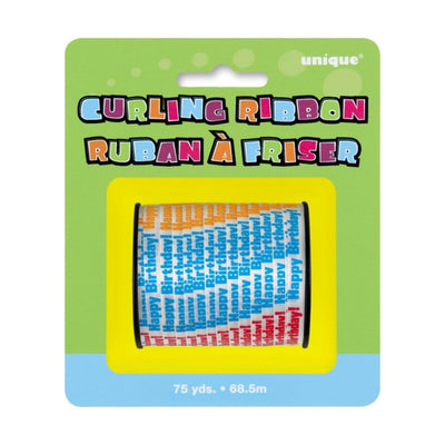 Happy Birthday Foil Curling Ribbon 68.5m