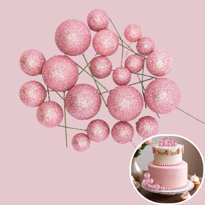 Glitter Pink Ball Topper 20pk