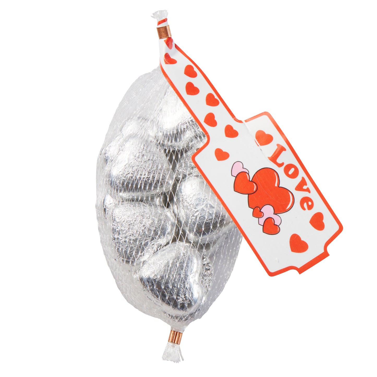 Silver Milk Chocolate Hearts 63g (approximately 10-11 pieces)