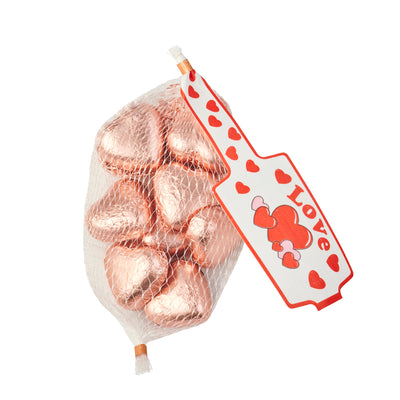 Rose Gold Milk Chocolate Hearts 63g (approximately 10-11 pieces)