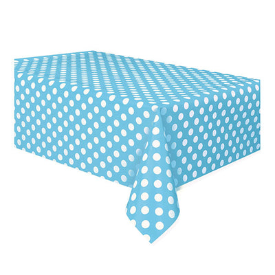 Dots Powder Blue Plastic Tablecover 137x274cm