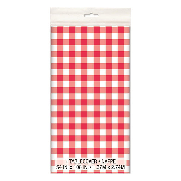 Red Gingham Plastic Tablecover 137x274cm