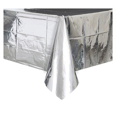 Silver Foil Plastic Rectangle Tablecover 137x274cm