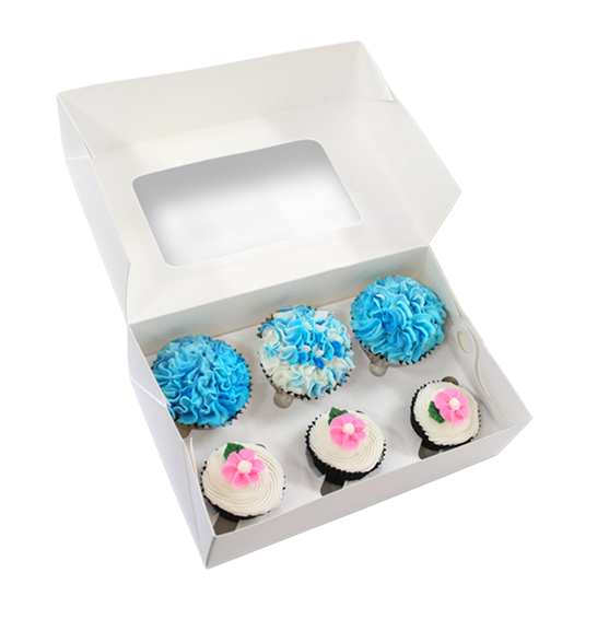 BULK 50pk 6 Holds White Cupcake Box (9.5x6.5x4in)