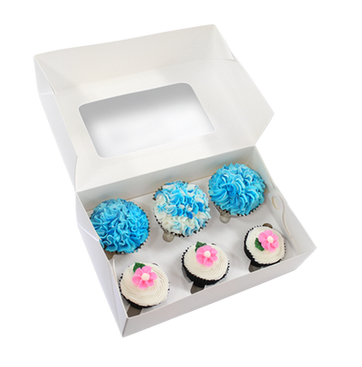 BULK 50pk 6 Holds White Cupcake Box (9.5x6.5x4in)