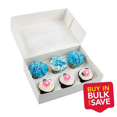 BULK 50pk 6 Holds White Cupcake Box (9.5x6.5x4in)