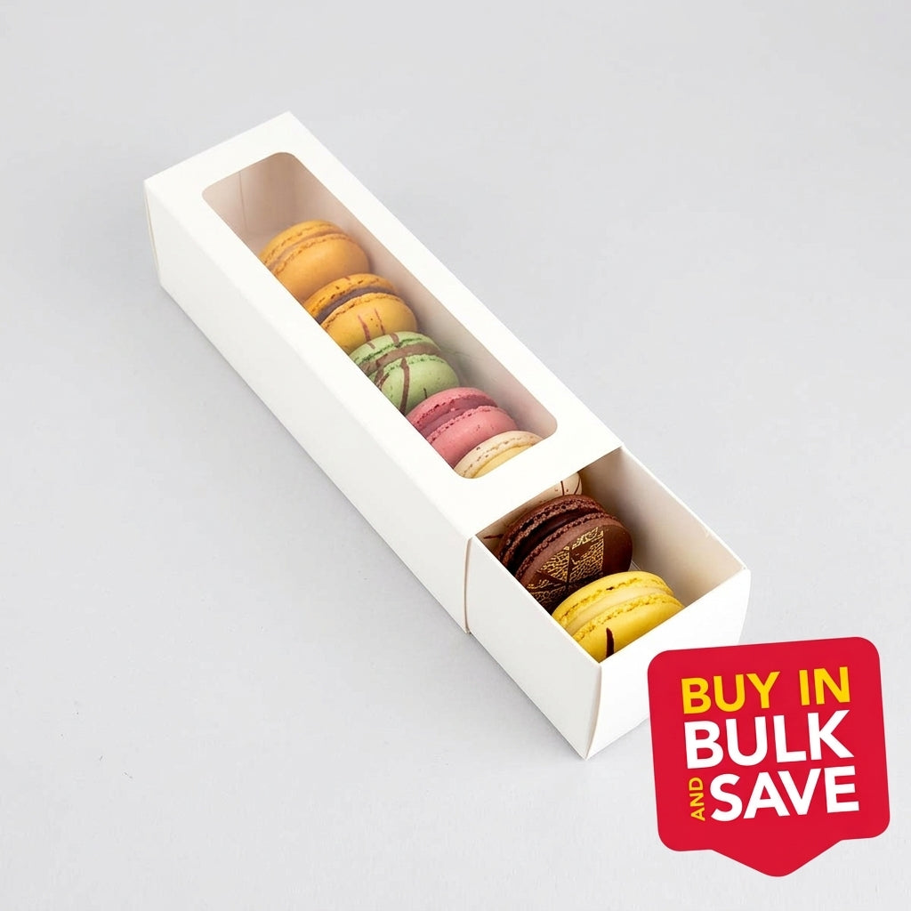 BULK 100pk 6 Hold White Macaron Box (7x2x2in)