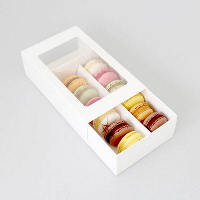 BULK 100pk 12 Hold White Macaron Box (7x4x2in)