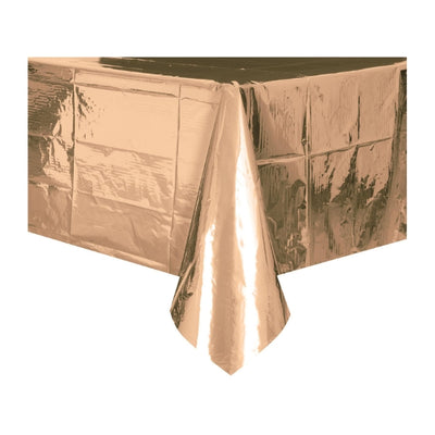 Metallic Rose Gold Rectangle Plastic Tablecover 137x274cm