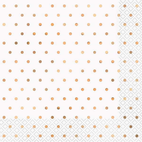 Rose Gold Mini Dots Lunch Napkins 33x33cm 16pk