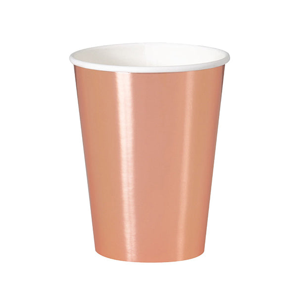 Rose Gold Paper Cups 12oz 8pk