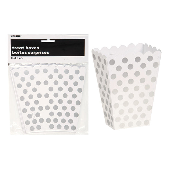 Dots Silver Treat Boxes 8pk