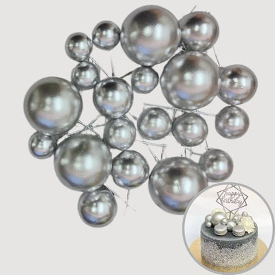 Metallic Silver Ball Topper 20pk