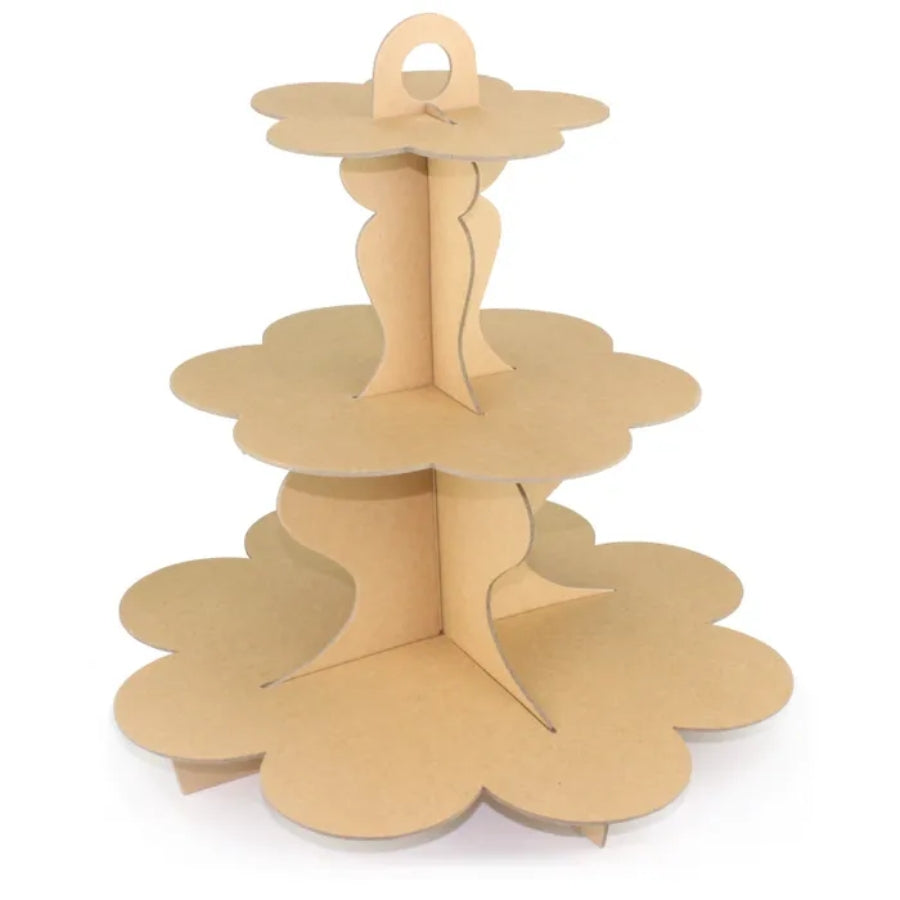 3-tier Brown Kraft Cardboard Cupcake Stand 34x35cm