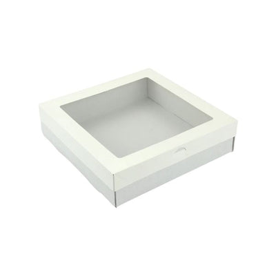 BULK 60pkSmall Square White Grazing Box with Window Lid (180x180x80mm)