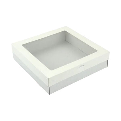 BULK 60pkMedium Square White Grazing Box with Window Lid (250x250x80mm)