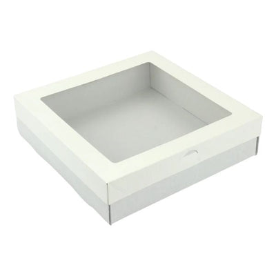 BULK 60pkLarge Square White Grazing Box with Window  Lid (280x280x80mm)