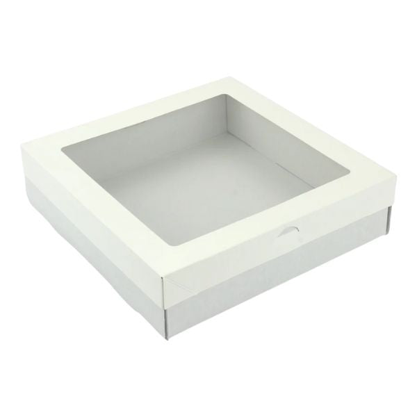 BULK 60pkLarge Square White Grazing Box with Window Lid (280x280x80mm)