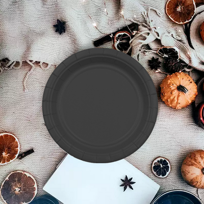 12pk 7 Black Paper Plate