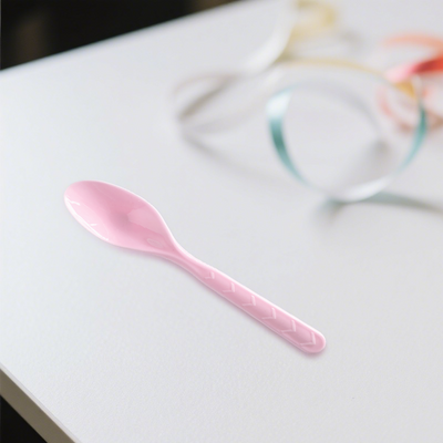 18pk Baby Pink Reusable Plastic Spoon