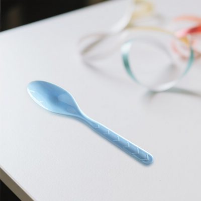 18pk Baby Blue Reusable Plastic Spoon