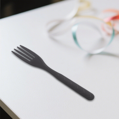 18pk Black Reusable Plastic Fork
