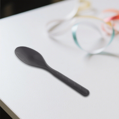 18pk Black Reusable Plastic Spoon