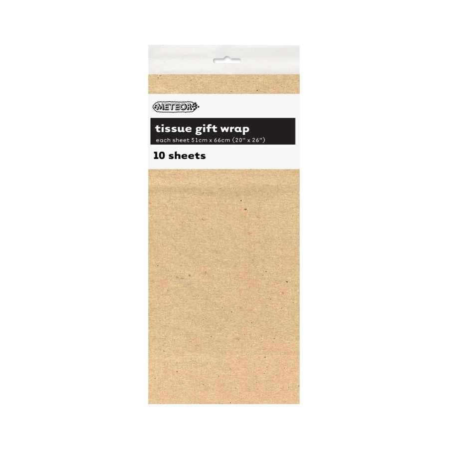 10pk Kraft Tissue Gift Wrap Sheets 51x66cm