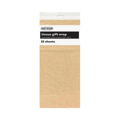 10pk Kraft Tissue Gift Wrap Sheets 51x66cm