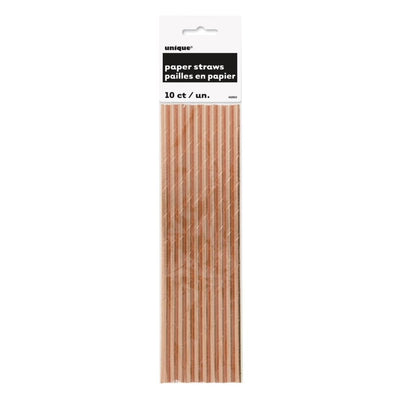 Rose Gold Foil Paper Straws 10pk