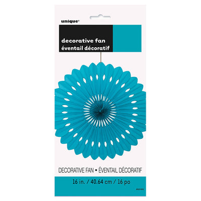 Caribbean Teal Decorative Fan 40cm