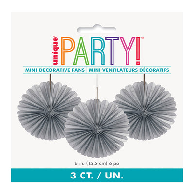 Silver Decorative Fans 15cm 3pk