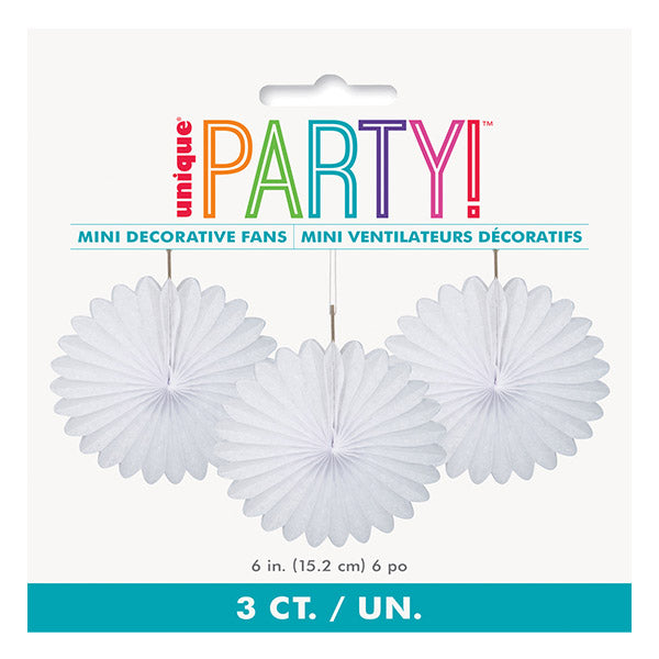 White Decorative Fans 15cm 3pk
