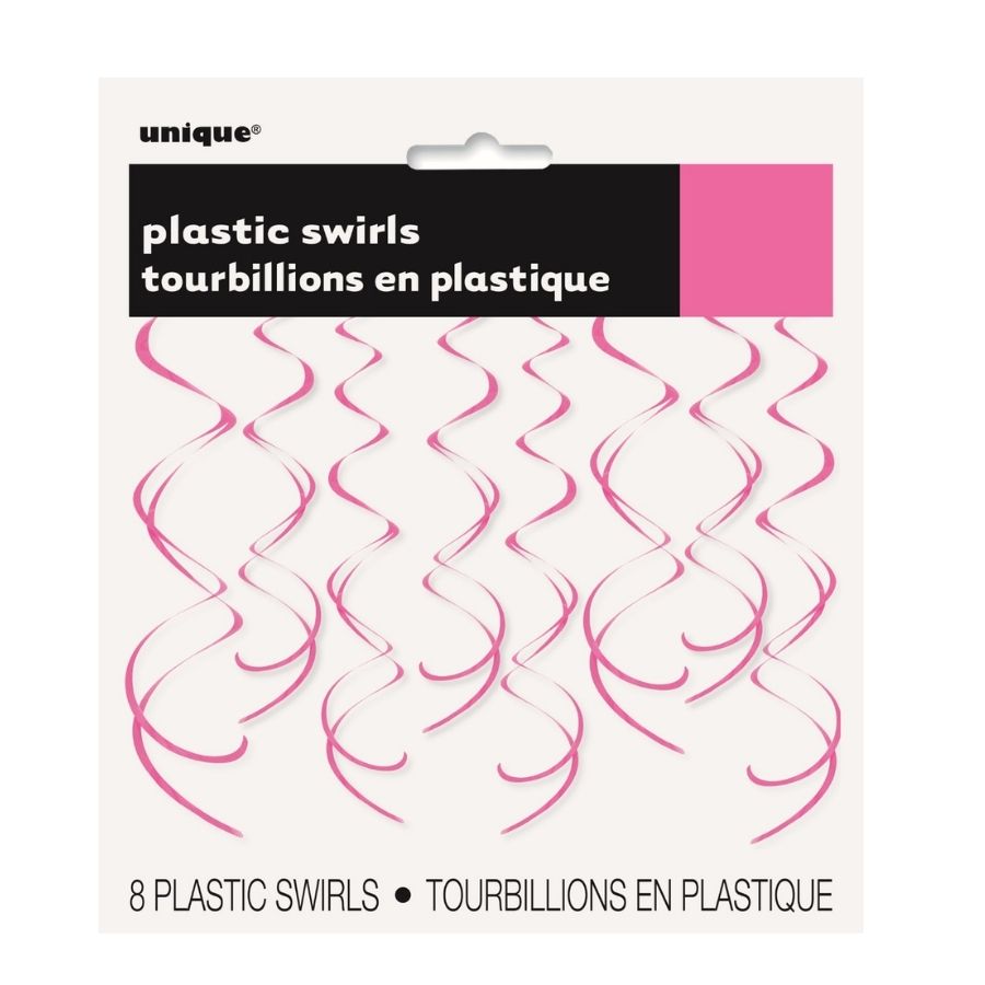 Hot Pink Hanging Swirl Decoration 8pk
