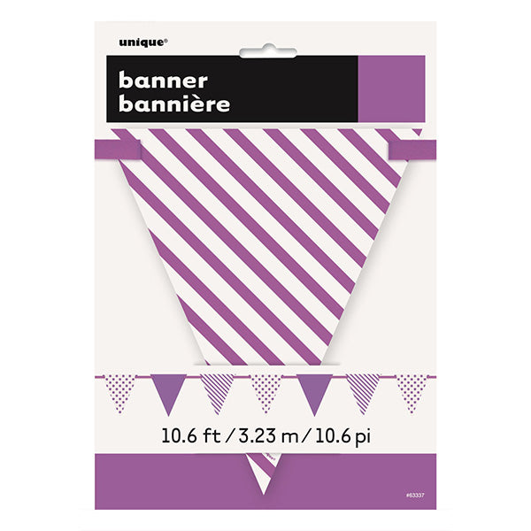 Dots and Stripes Prett Purple Flag Banner 3.6m