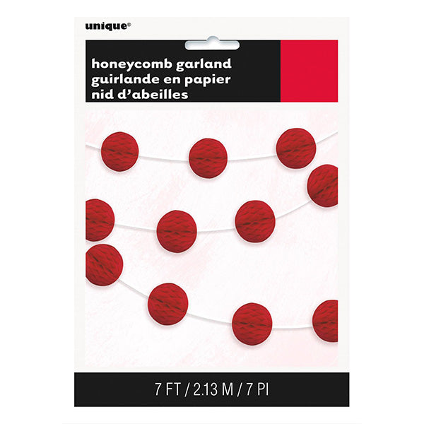 Red Honeycomb Ball Garland 7ft