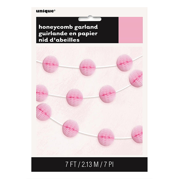 Lovely Pink Honeycomb Ball Garland 7ft